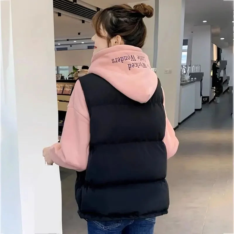 2024 Autumn/winter New Women's Outerwear Simple Shoulder Vest Versatile Half-polo/turtle Neck Sleeveless Horse Rider Vest Trendy