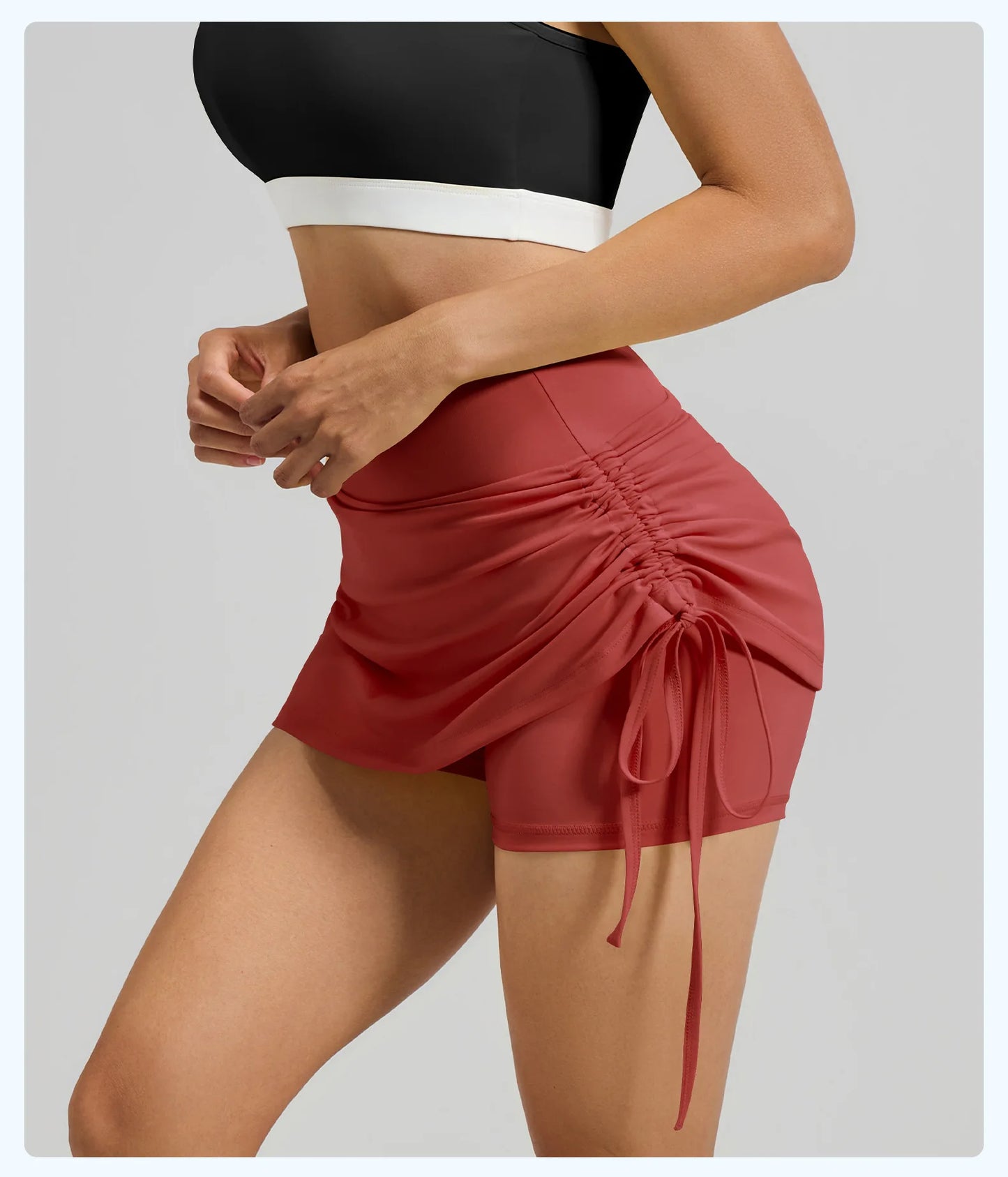 Shirring Sports Skirts with Safety Trousers for Women High Elastic Fashion Casual Fitness Skirts Fake Two Pieces Yoga Skirts