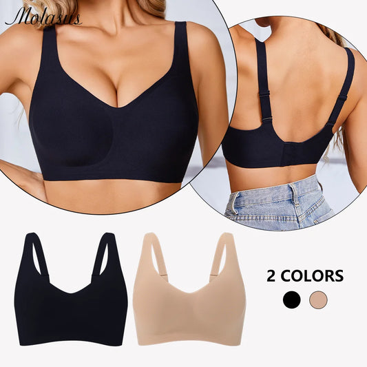 Women Underwire Bra Wide Adjuestable Strap Solid Color Plus Size Bras for Women Thin Removable Pads Underwear Sexy Black Bra