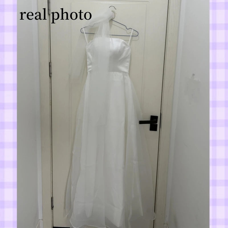 Newest Simple Bridal Dresses Sexy Strapless Backless Formal Evening Dress Elegant Floor-length A-line Wedding Dresses Customized