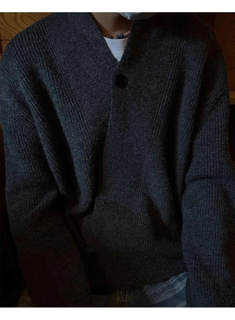 Sweater and Sweater Jacket Men's Autumn Cardigan Solid Color Versatile Relaxed Lazy and High-end Top Couple's Jacket