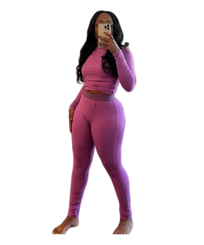 Elastic Yoga Outfits Lounge Sets for Women Autumn 2 Piece Set Ladies Activewear Basic Ribbed Long Sleeve Casual Jogging Suit