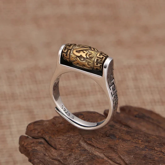 Tibetan Rotating Blessing Ring For Men Women Vintage Can Rotate Power Lucky Sanskrit Buddhist Mantra Ring