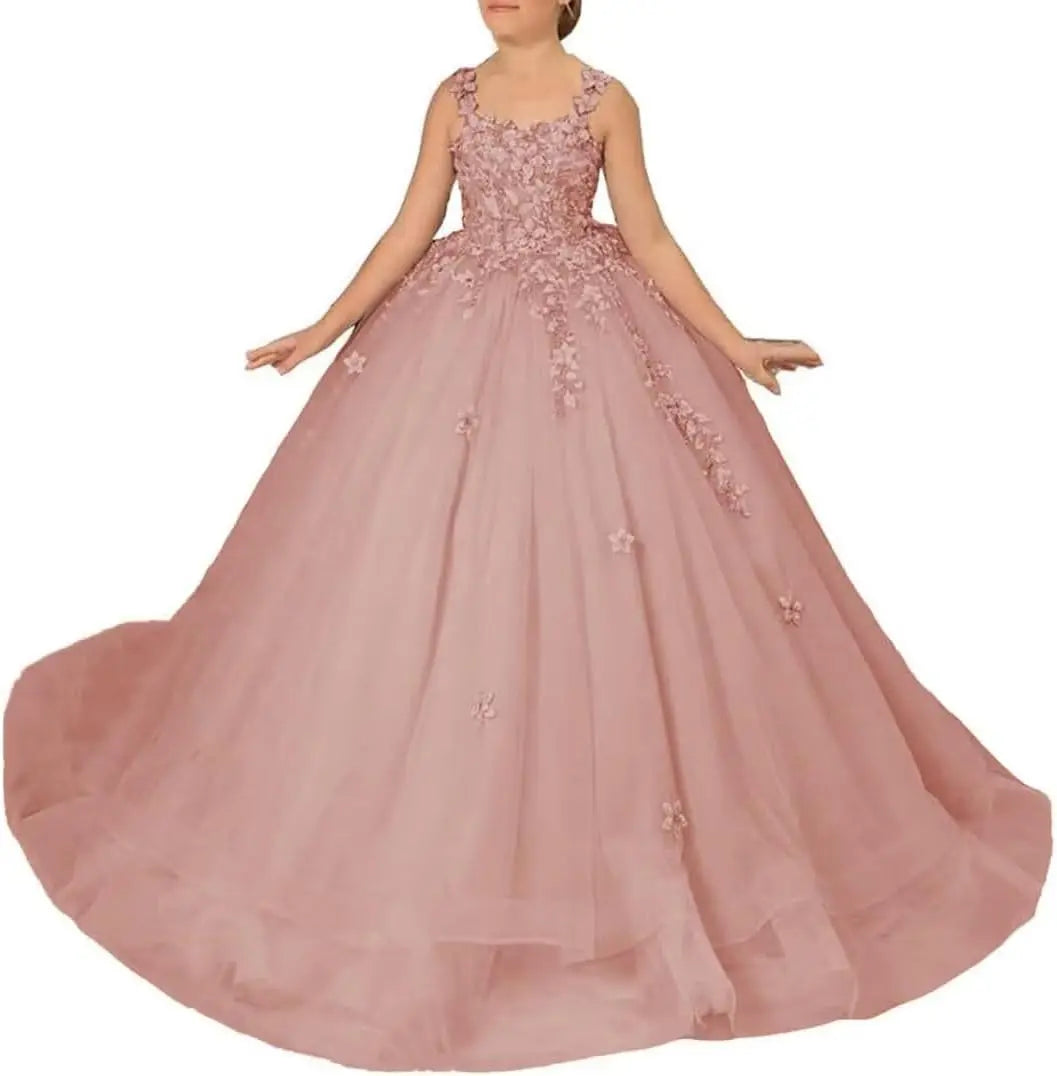 Kingbridal Flower Girl Dresses for Wedding Lace Princess First Communion Formal Dresses Tulle Pageant Ball Gowns Princess Dress