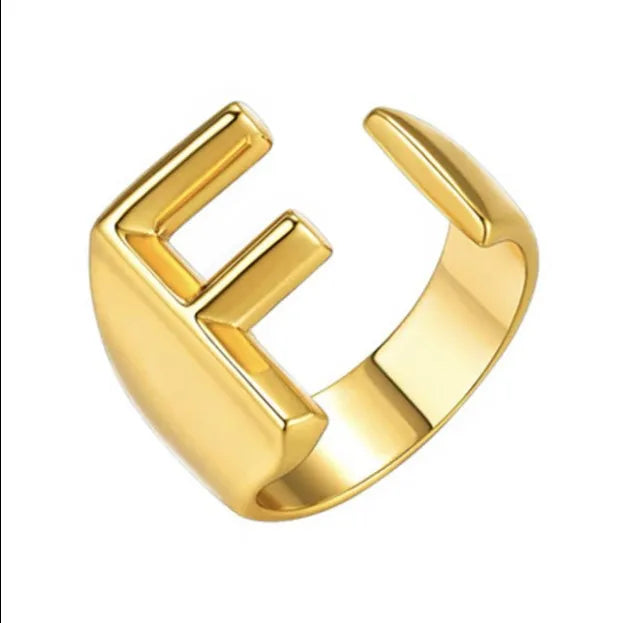 26 English Letter Ring Opening Adjustable Female Personality Internet Celebrity Ring Fashion Jewelry Couple Mother's Day Gift