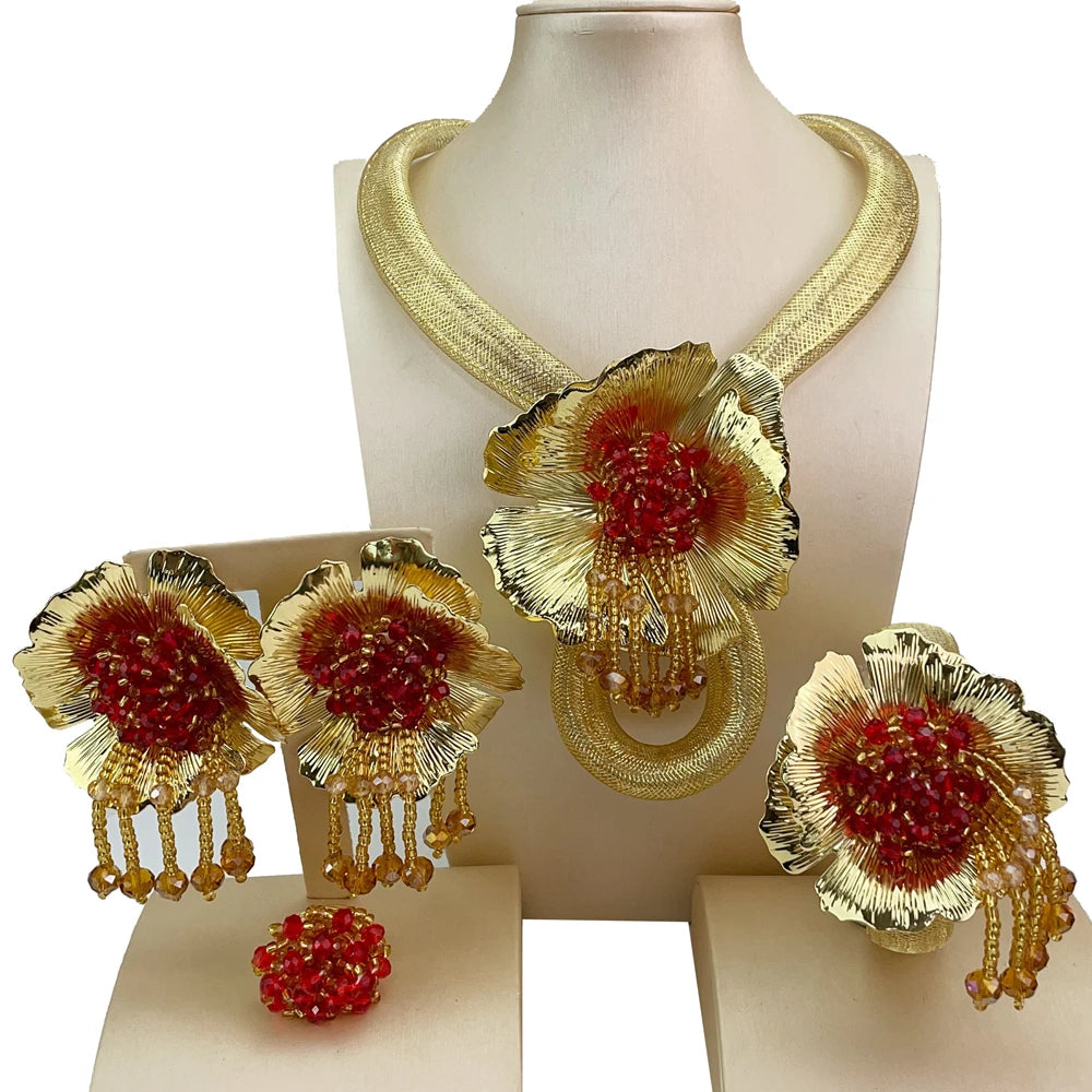 Brazilian Jewelry Sets High Quality Big Jewelry Bridal Jewelry for Women Wedding Christmas Gift FHK20758