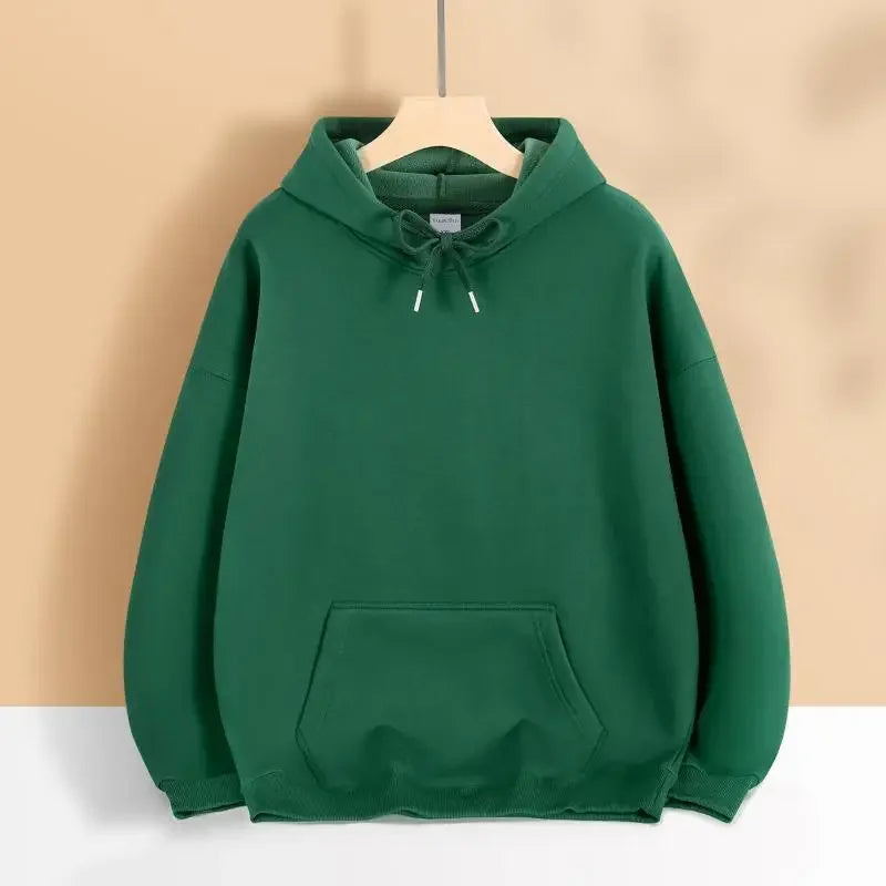 Sweater Loose Men's and Women's New Casual Solid Color Thickened Coat Autumn and Winter Hooded Sweater Simple