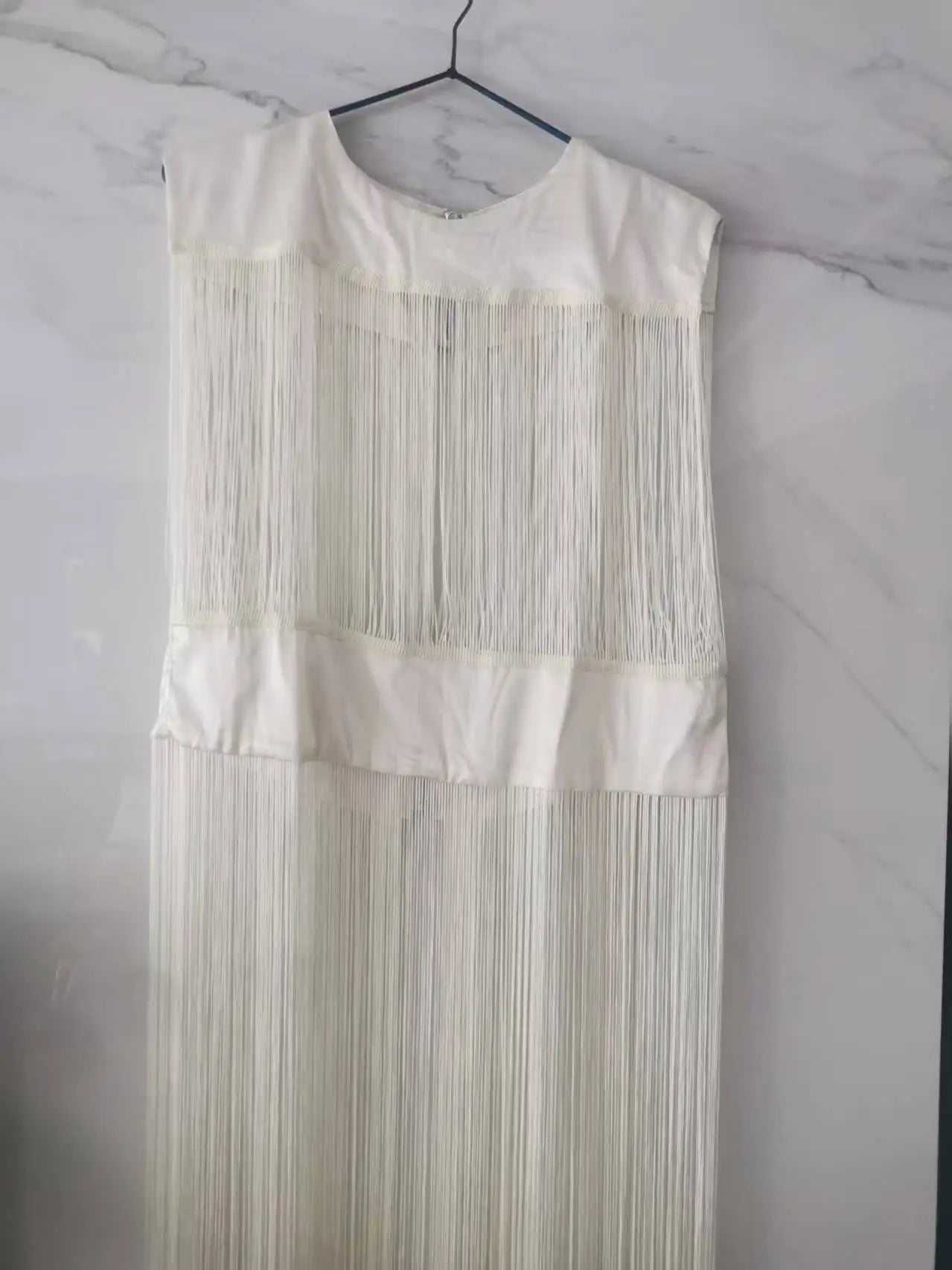 Two Piece Sets Fashion Sequin Fringed Dress for Women Streetwear Glitter Sleeveless Party Gown Elegant O-neck Long Dresses