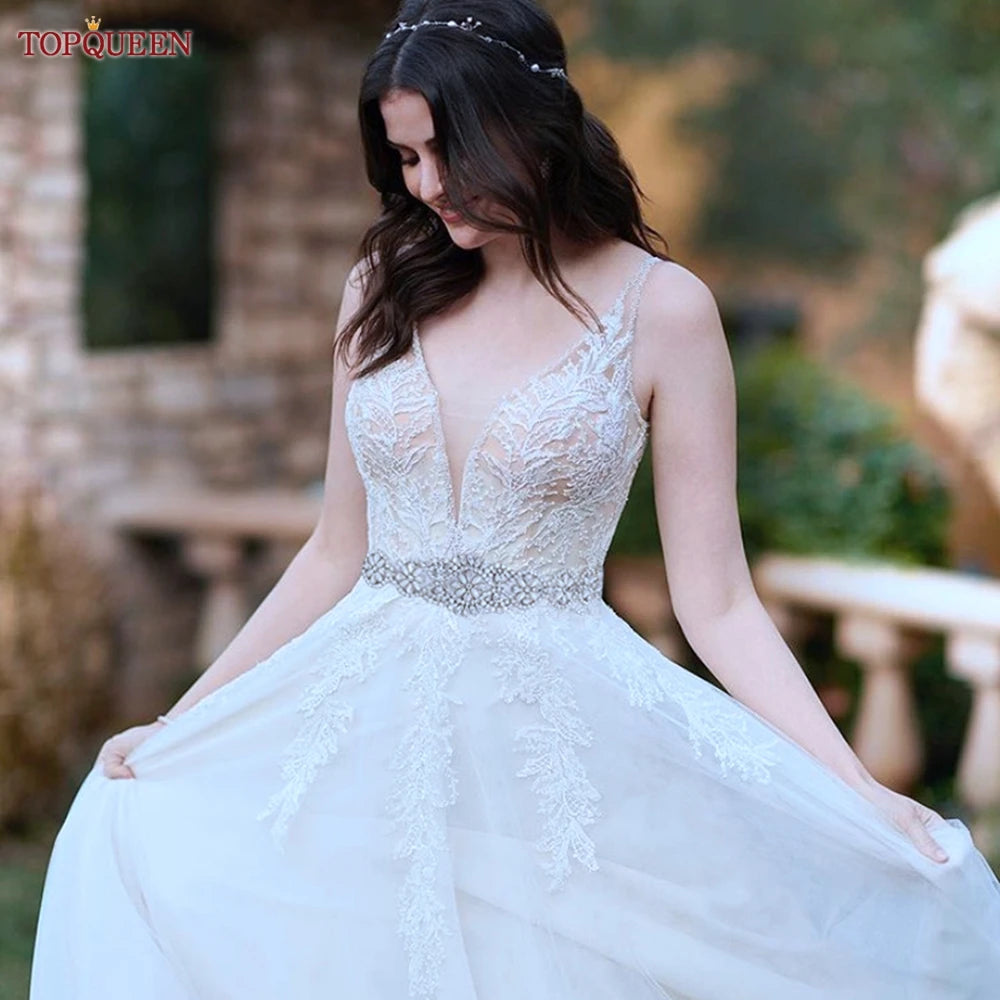 TOPQUEEN Bridal Belts Bling Wedding Women Jewelry Silver Rhinestone Pearl Crystal Sparkly Party Formal Dress Diamond Sash S161