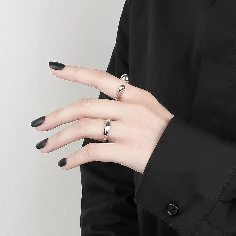 Gold Color Smooth Geometric Ring For Women Couples Minimalist Exaggerated Classic Elegant Wedding Bride Jewelry