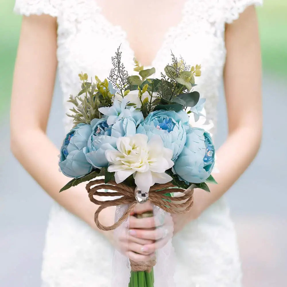 30CM Wedding Decoration Bridal Holding Flowers Artificial Roses Bundle Home Decoration Photography Props Silk Flowers
