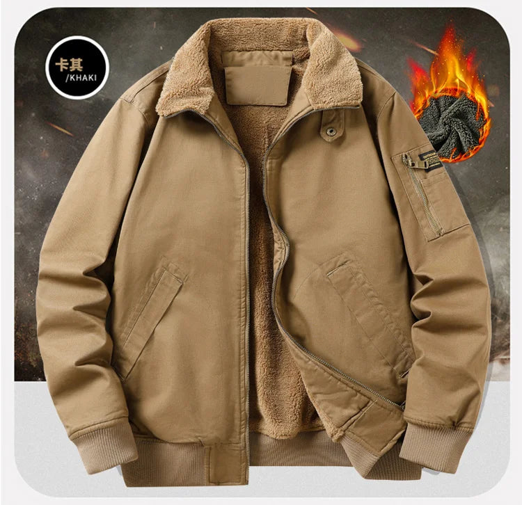 Winter Fashion Trendy Jacket for Men, Padded with Fleece and Thickened Lambswool, Casual and Loose-fitting,Warm Clothing for Men