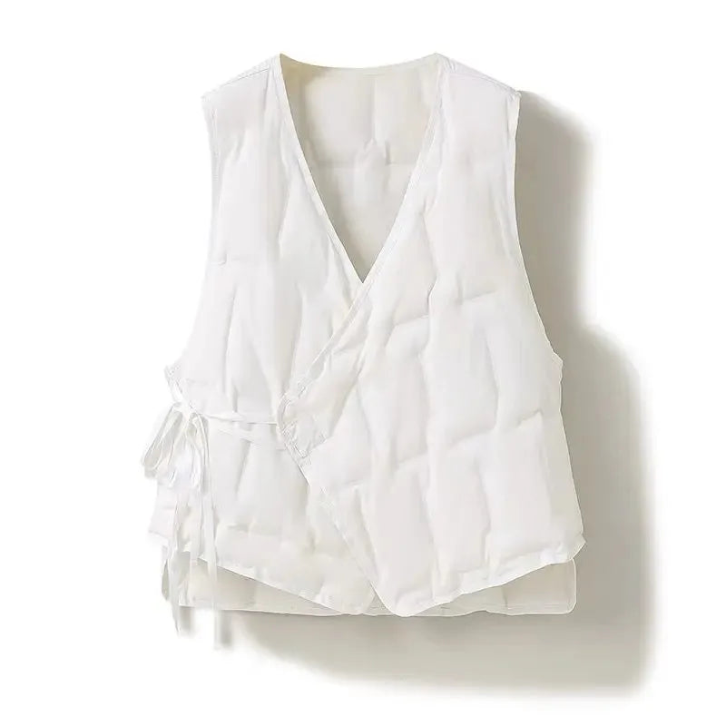 Coat Inner wear Base Liner Collarless V-neck Lightweight Belt down Jacket Cotton-padded Clothes Vest Vest Vest Outer Wear