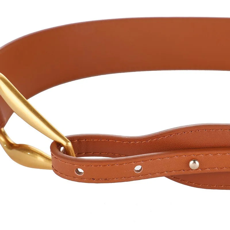 Belt Woman for Dress Brand Leather Luxury Designer Women Suit Outerwear Western Elegant Belt for Women's SweaterCoat Accessories