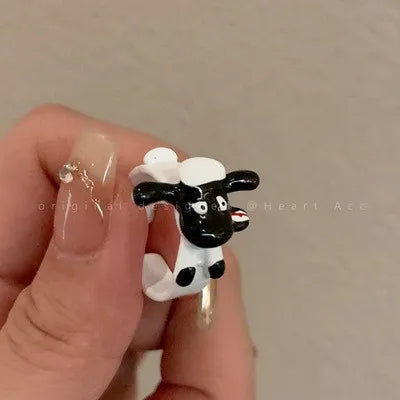 Cute and funny cartoon open rings, girl's fun personality, versatile, niche, unique design, index finger ring