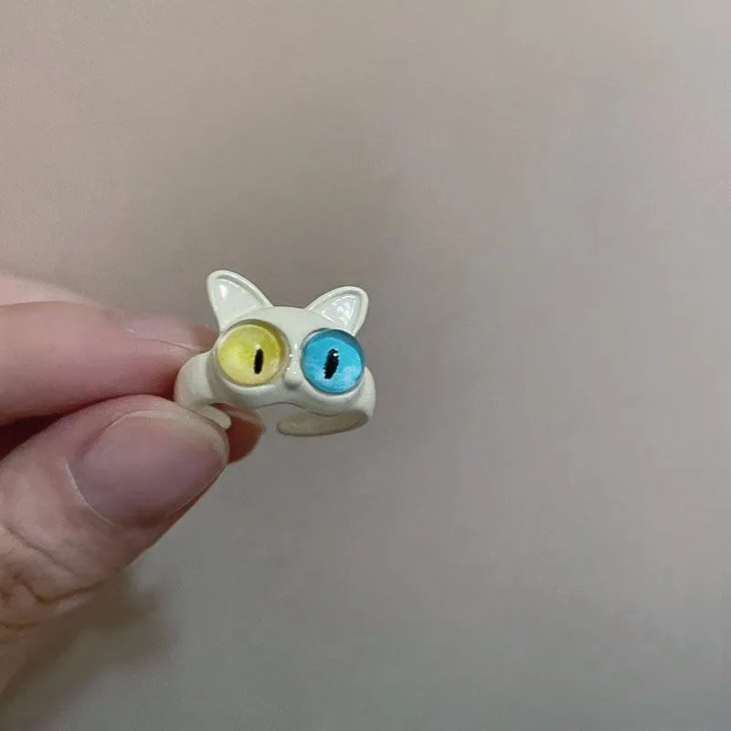 Cute and funny cartoon open rings, girl's fun personality, versatile, niche, unique design, index finger ring