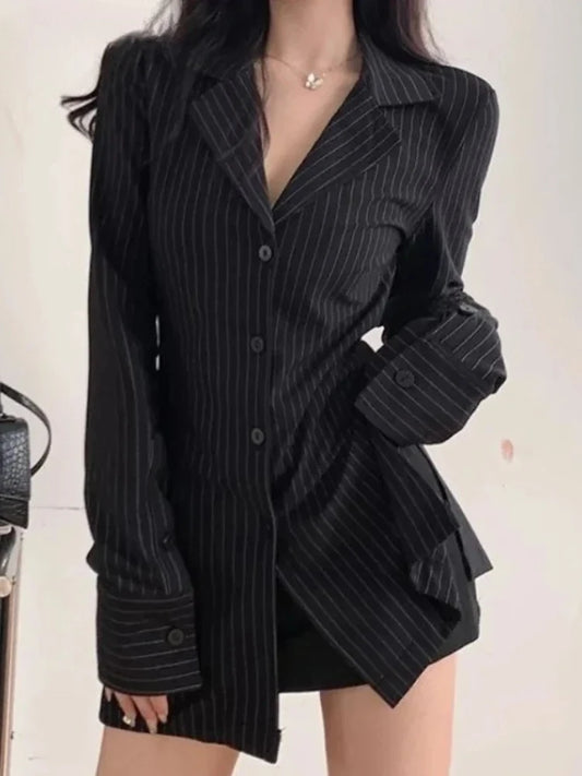 Striped Shirts For Women Vintage Turn-down Collar Long Sleeve Shirt Spring Autumn New Fashion Single Breasted Slim Female Shirts