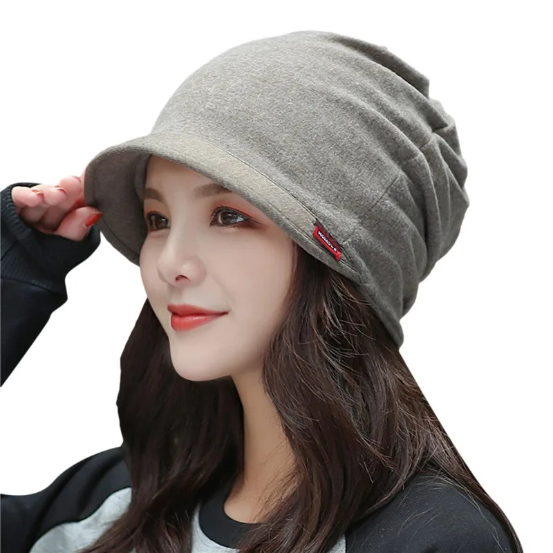 Knitted Hat Women's Autumn And Winter Head Cap Fashion Solid Color Outdoor Windproof Keep Warm Thicken Knitted Hats