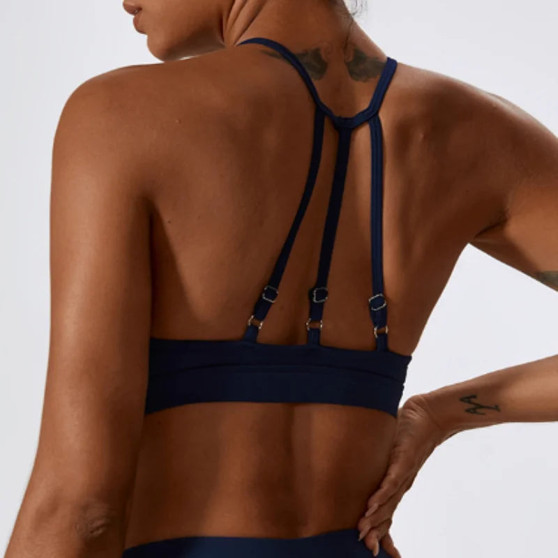 Women Sports Bra for Workout High Neck Gym Crop Top Nylon Fitness Shirts Padded Activewear