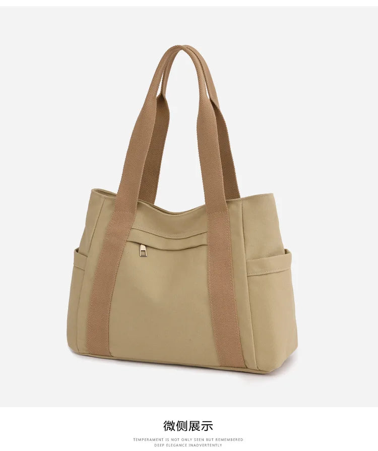 Women's handbag Fashionable Women's Canvas Top-Handle Bag for Daily Commuting and College Style Student Outfit Shoulder Bag