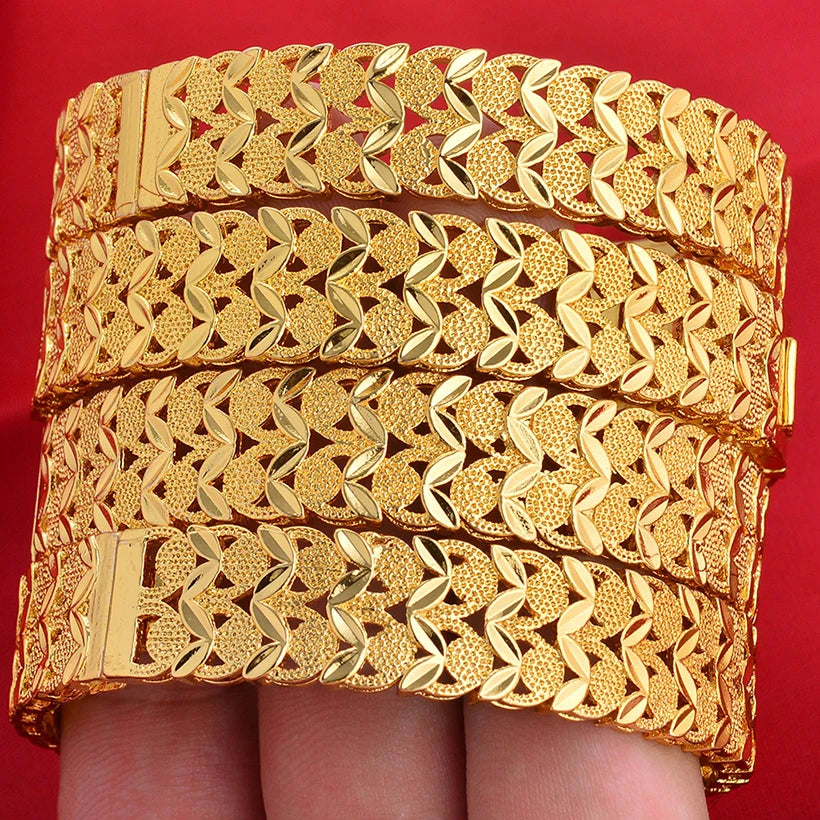 Dubai Wholesale Gold Color Bangles For Women Indian Charm Bracelet Jewellery Arabic Wedding Party Banquet Gifts