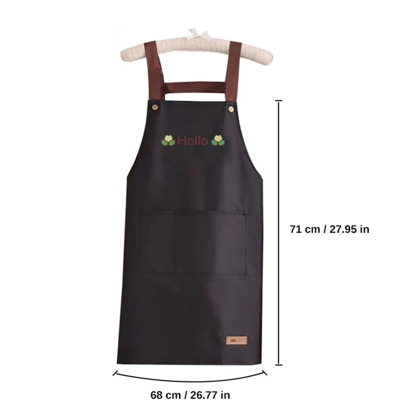 Kitchen Apron Waterproof Oilproof Convenient Pocket Chef Cooking Apron Men Women Barista Manicurist Work Aprons Waiter Uniform