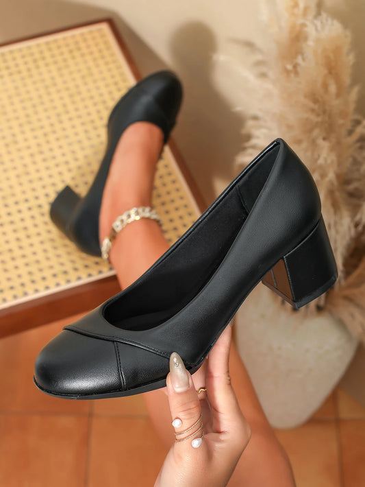 Spring and summer new women's shoes, casual heels, pointed toe covers, mid heels, thick heels, foreign trade women's shoes, work