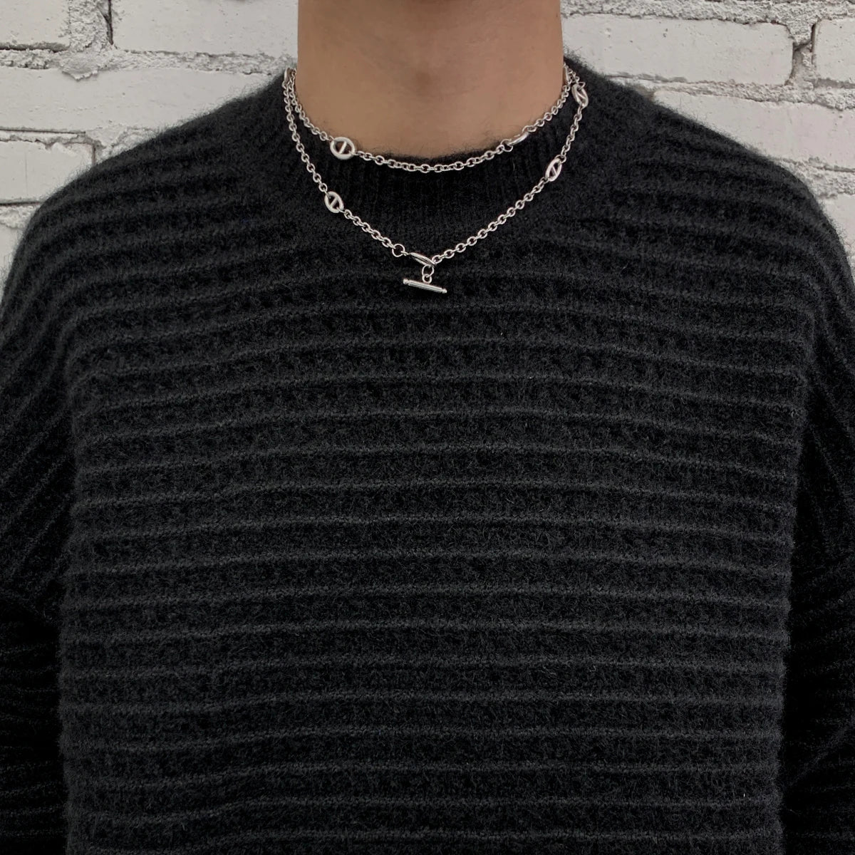 Original design sense, simple double-layer collarbone chain, high-end and trendy men's and women's necklace
