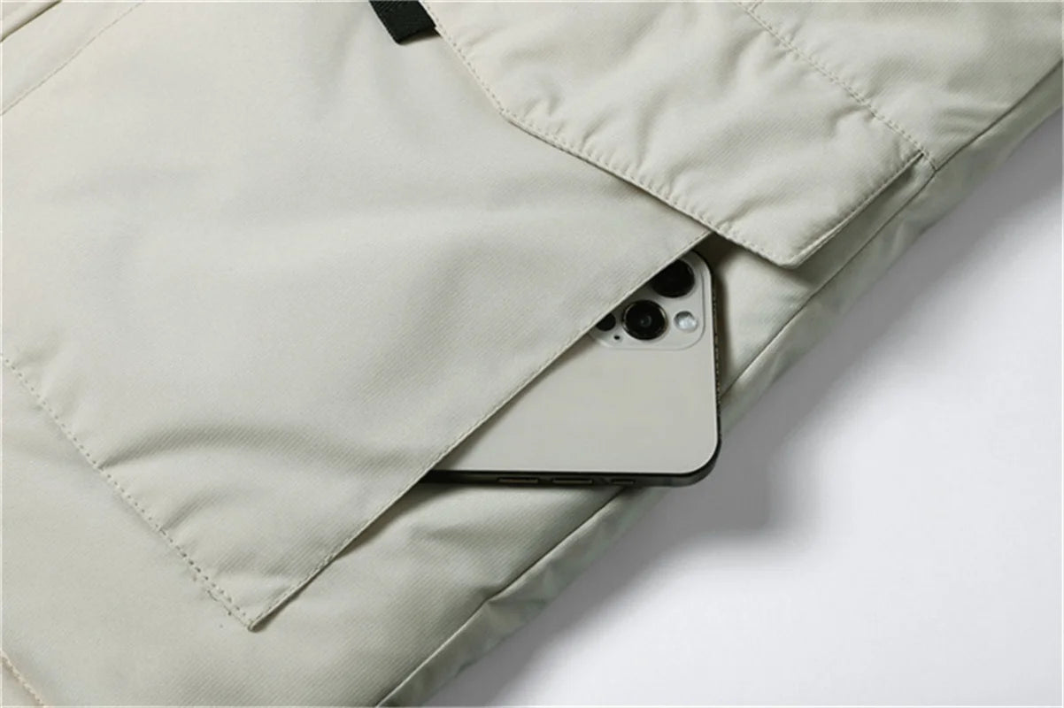 New winter jackets for men with hoods and leather collars. New high-quality waterproof jackets for men. Casual and warm jackets