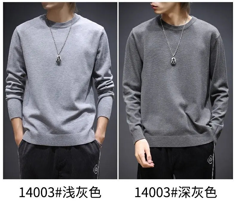 Sweater Men's Young Knitted Solid Color Casual Pullover Round Neck Sweaters