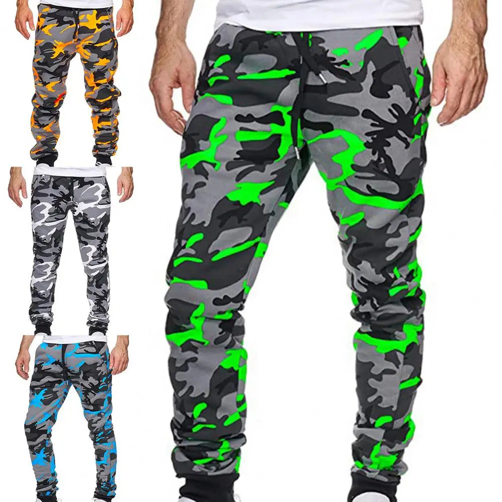 Casual Trousers Colorful Men Pants Anti-shrink Camouflage Jogger Trousers  Pockets