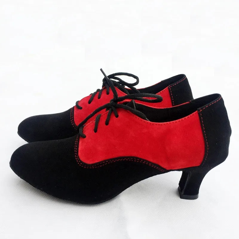 Customized Women's Adult Baotou Salsa Modern Latin Dance Shoes with A Soft Sole Canvas Surface Anti Slip Breathable Dance Shoes