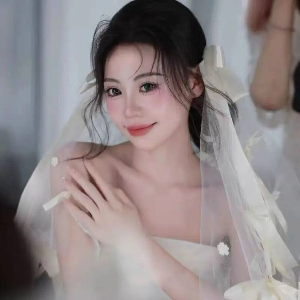 Stylish Versatile Bridal Veils Bow Tulle Bride Head Gauze Fairy White Wedding Headwear Bride Accessories