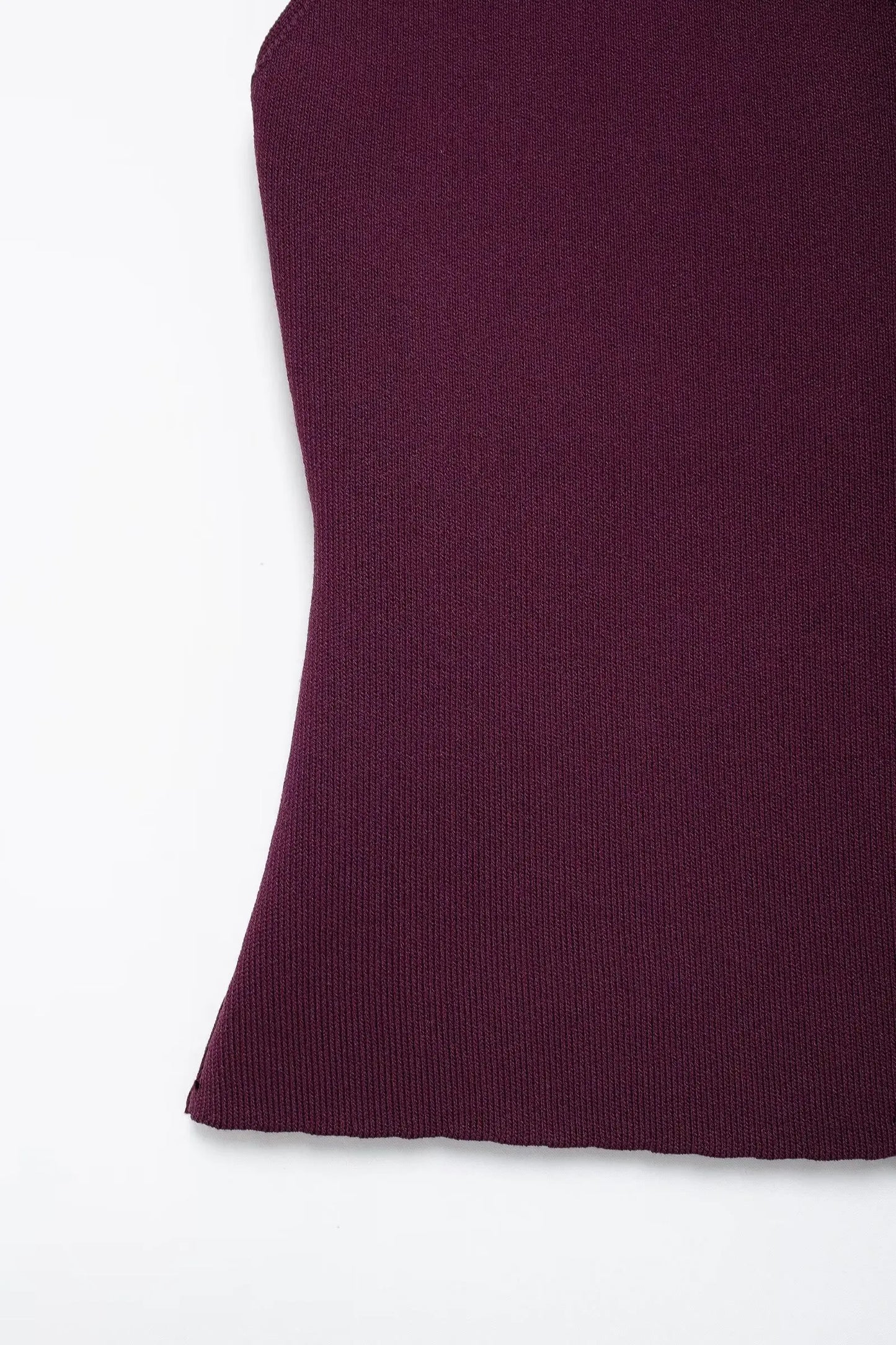 HH 2025 Women Skirt Set Wine Red Knitted V-Neck Sleeveless Slim Vest +Solid High Waist Zipper Patchwork Long Skirt Street