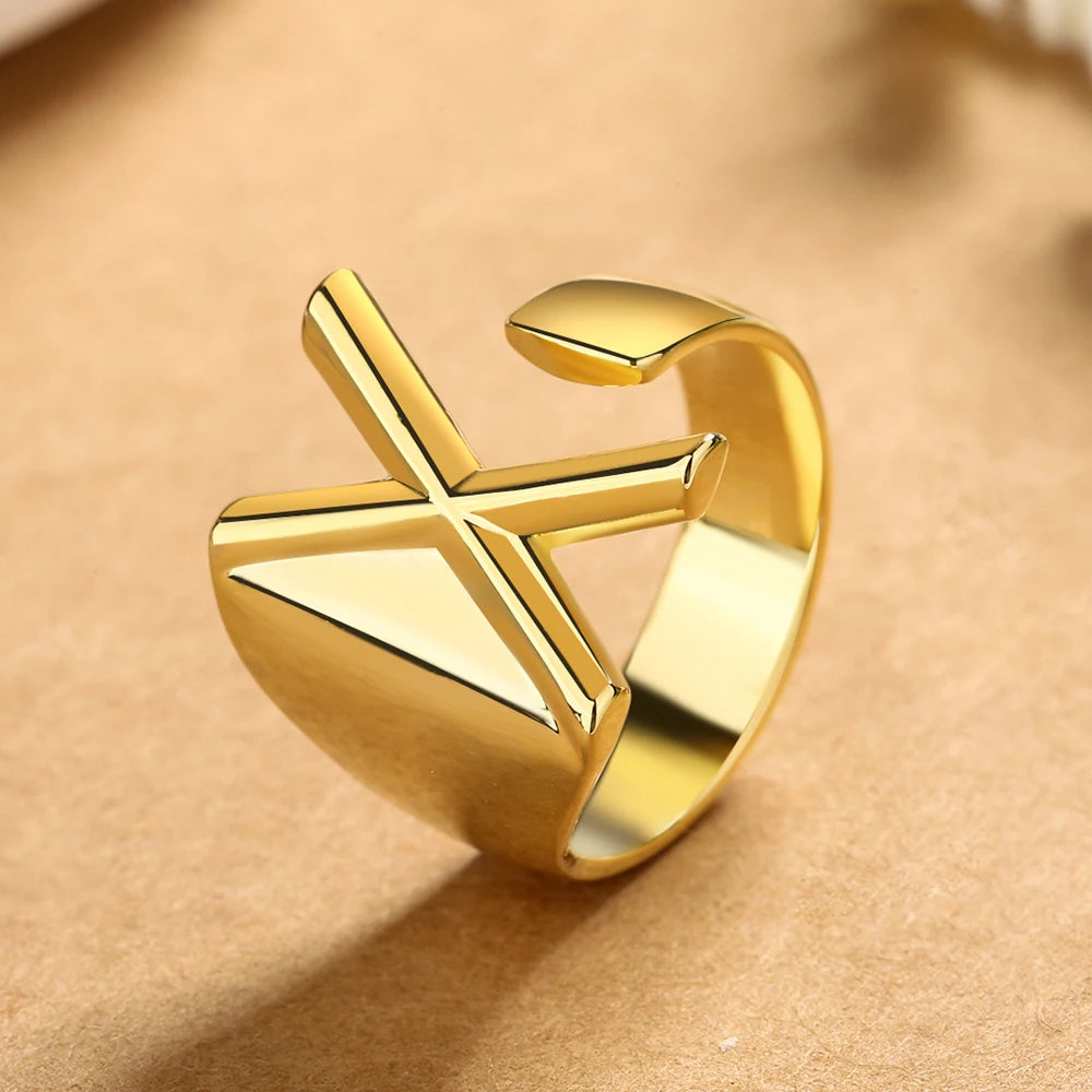 26 English Letters 925 Silver Ring Joint Fashion Personality Retro Index Finger Ring Opening 18K Gold Ring