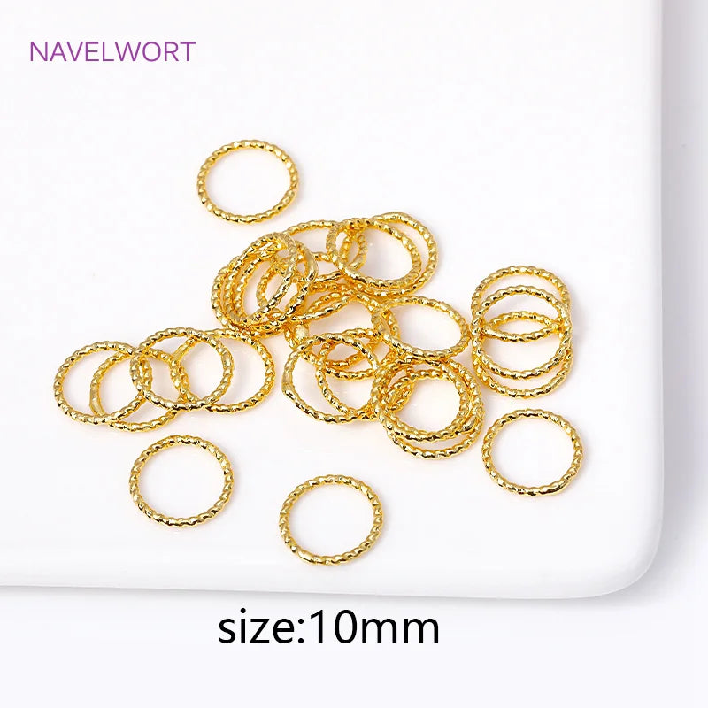 Wholesale 18K Gold Plated Brass 6/8/10/12MM Round Twist Closed Ring Connectors Accessories For DIY Jewelry Making Supplies