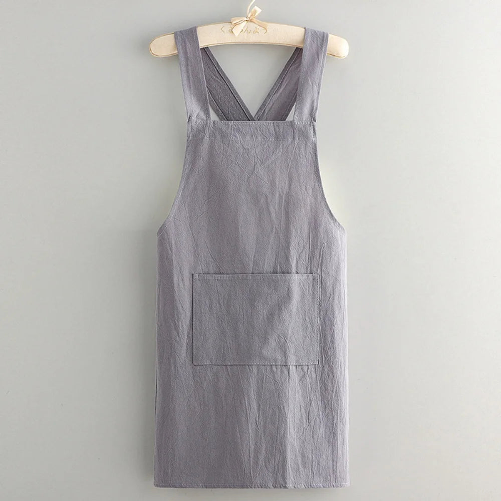 Kitchen Apron Loose Comfortable Cotton Cloth Apron Kitchen Cleaning Apron Breathable Waist Work Clothes For Painting Barber