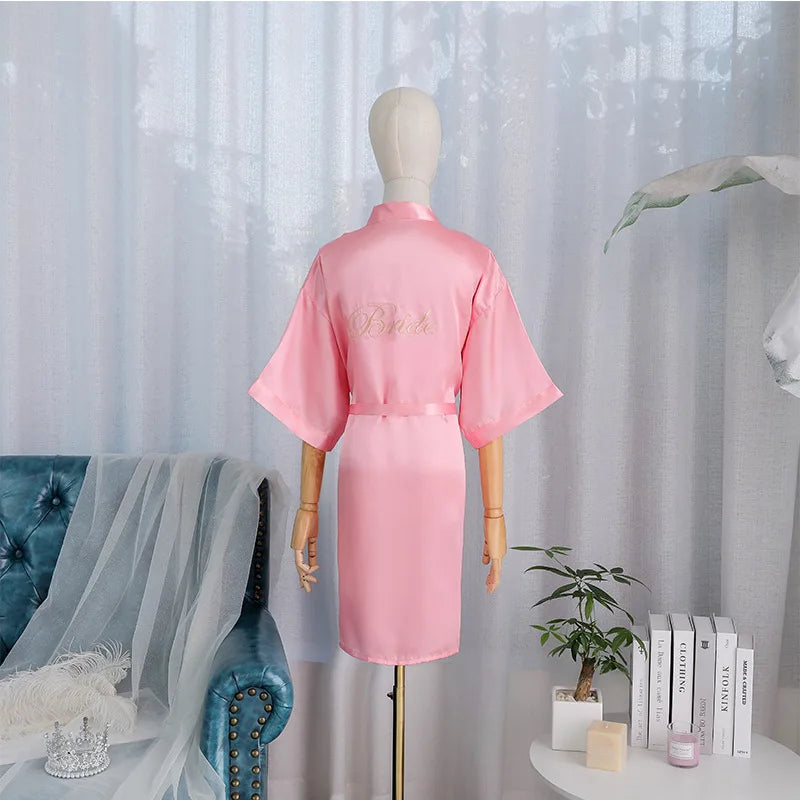 Kimono Robe Bride Bridesmaid Wedding Bathrobe Casual Women Sleepwear Nightgown Embroidery Letter Home Clothing Lingerie