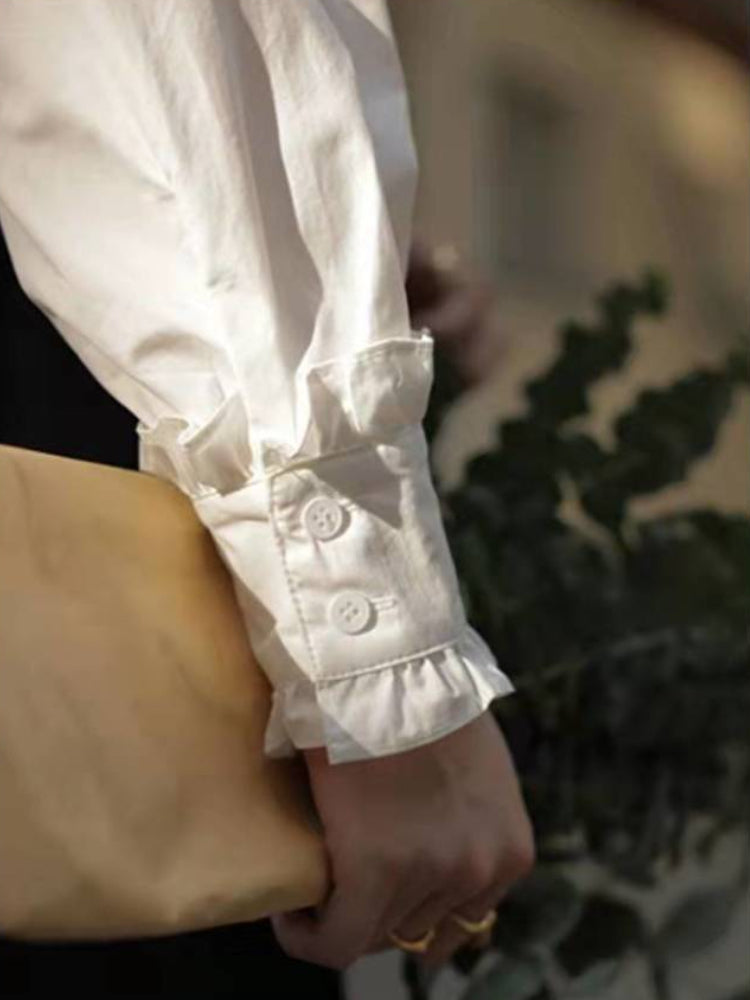 Shirts Women Temperament Design Tender Retro Sweet Korean Style Femme Ins Fashion Pure Spring All-match Daily Leisure Minimalist