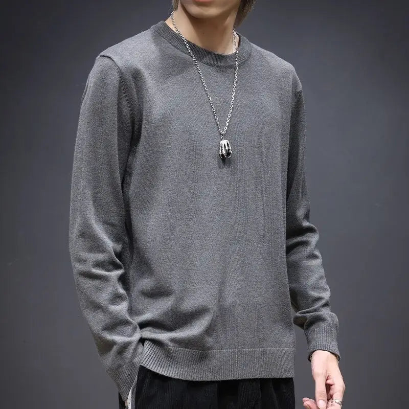 Sweater Men's Young Knitted Solid Color Casual Pullover Round Neck Sweaters