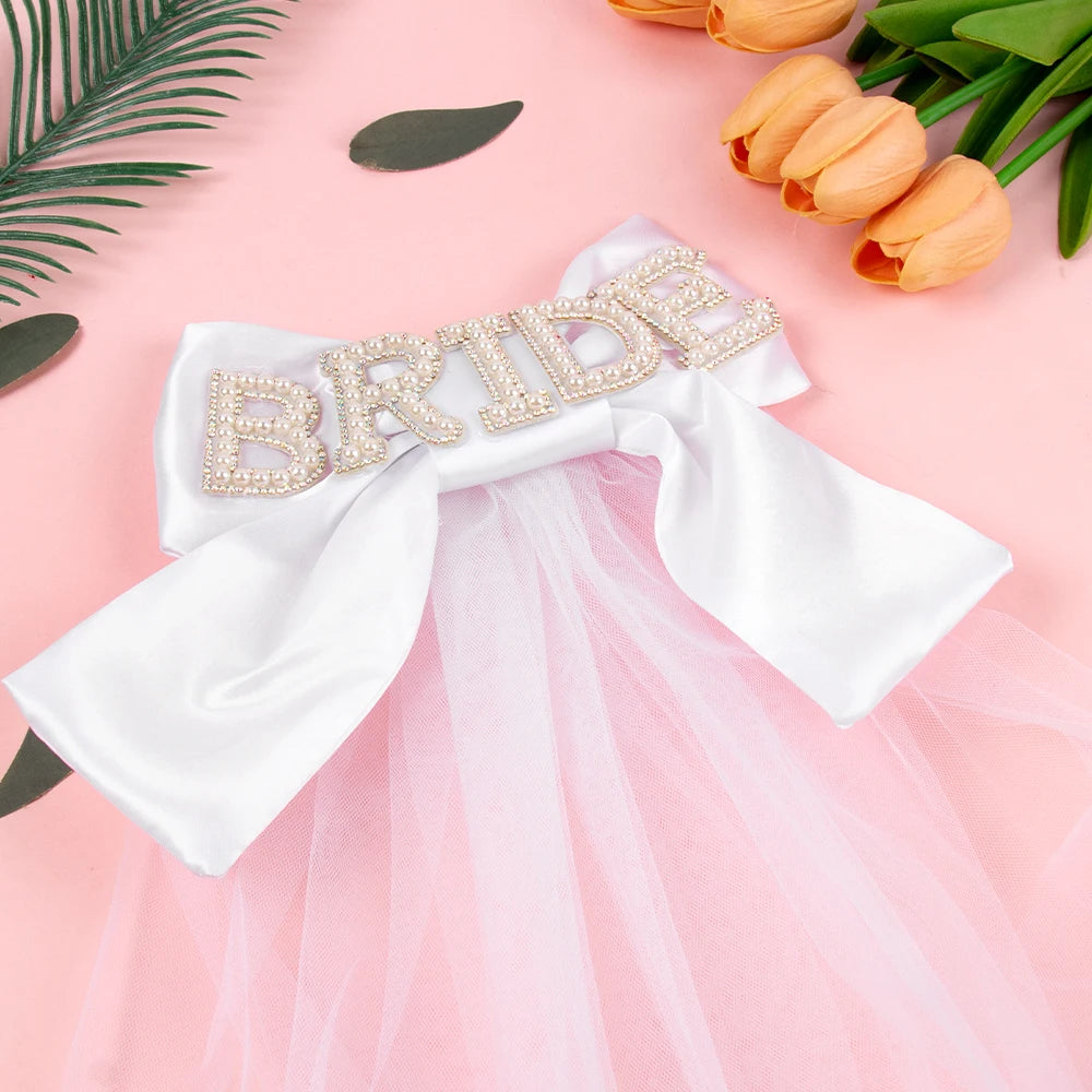 Elegant Bridal Wedding Headdres Bride Headband with Veil Bridal Shower Bride to Be Gift Bachelorette Party Decor Hair Accessorie