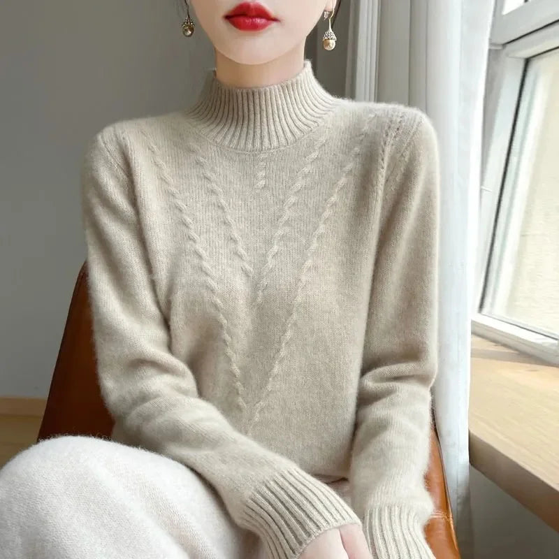 Sweater Women Knitted Sweater Turtleneck Long Sleeve Pullovers Autumn Winter Clothing Warm Jumper Tops