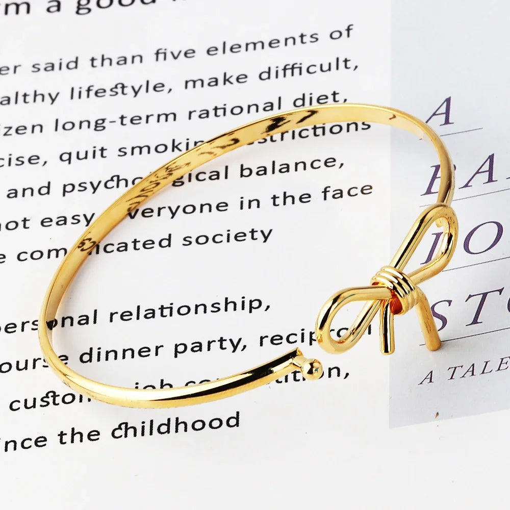 Good Quality Cuff Bangles for Women 18K Gold Plated Jewelry Tie The Knot Love Bracelets for Bridesmaid Best Friend Gifts