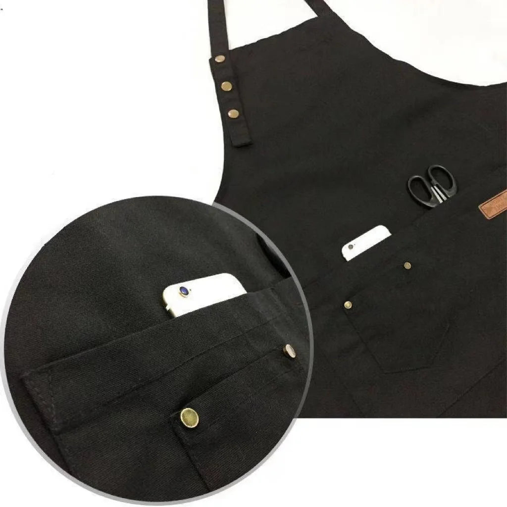 Kitchen Cooking Apron Female Male Pocket Adjustable Waterproof Thickened Apron Baking Bar Restaurant Cafe Working Clothes
