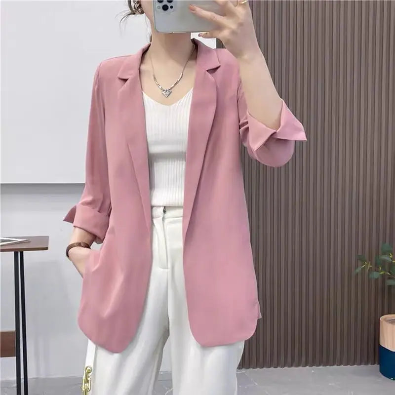 Purple Blazers Jacket for Women Fall Outfits Korean Long Trend Clothing Casual Women's Blazer Suits Tailoring 2024 Spring Coats
