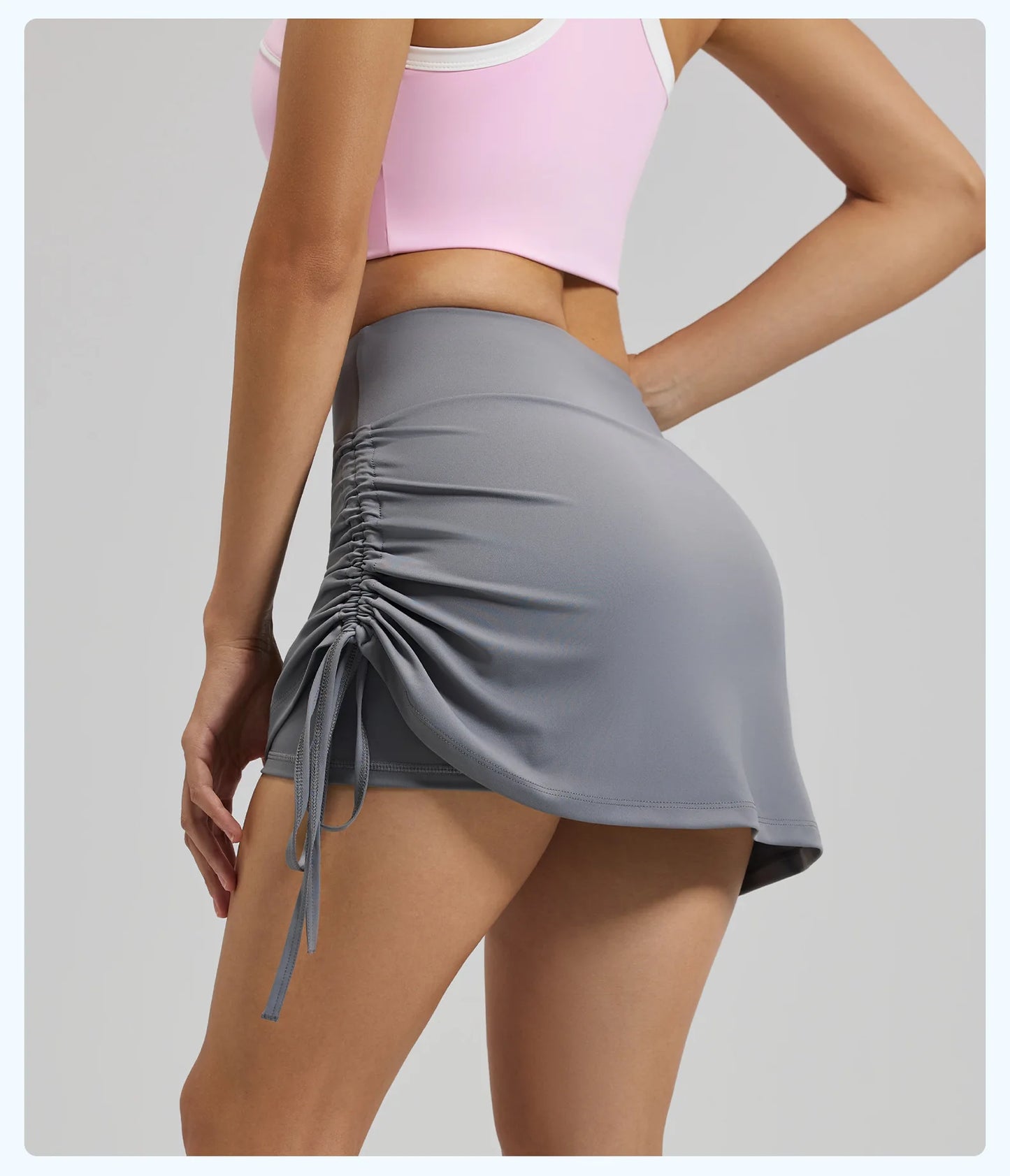 Shirring Sports Skirts with Safety Trousers for Women High Elastic Fashion Casual Fitness Skirts Fake Two Pieces Yoga Skirts