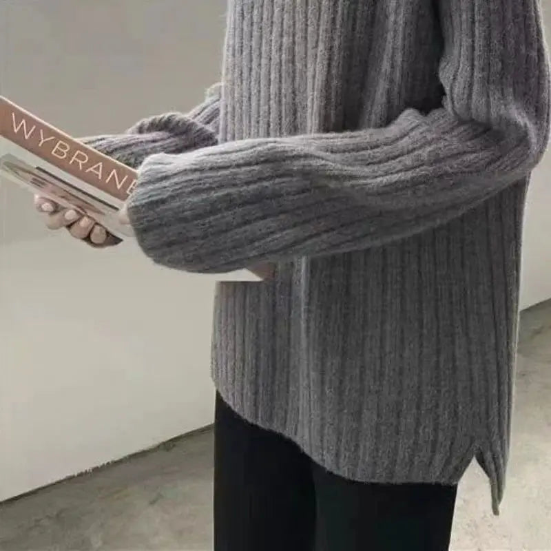 Sweater Women Autumn Winter Loose Wear 2025 Hot Selling 100%High-Density Knitted Pure Wool Sweater Solid Color Base Pullover Top