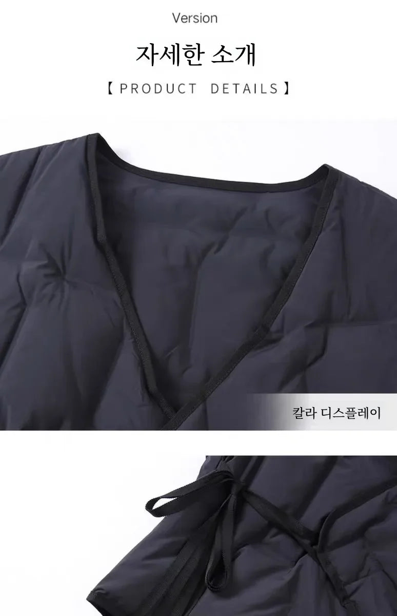 Coat Inner wear Base Liner Collarless V-neck Lightweight Belt down Jacket Cotton-padded Clothes Vest Vest Vest Outer Wear