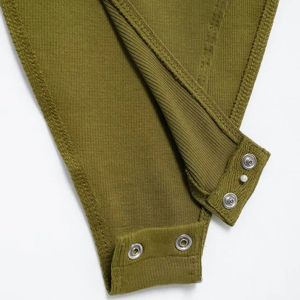 Skinny Ribbed Bodysuits for Women, O Neck, Straps, Snap-Button, Female Playsuits, Sexy Fashion