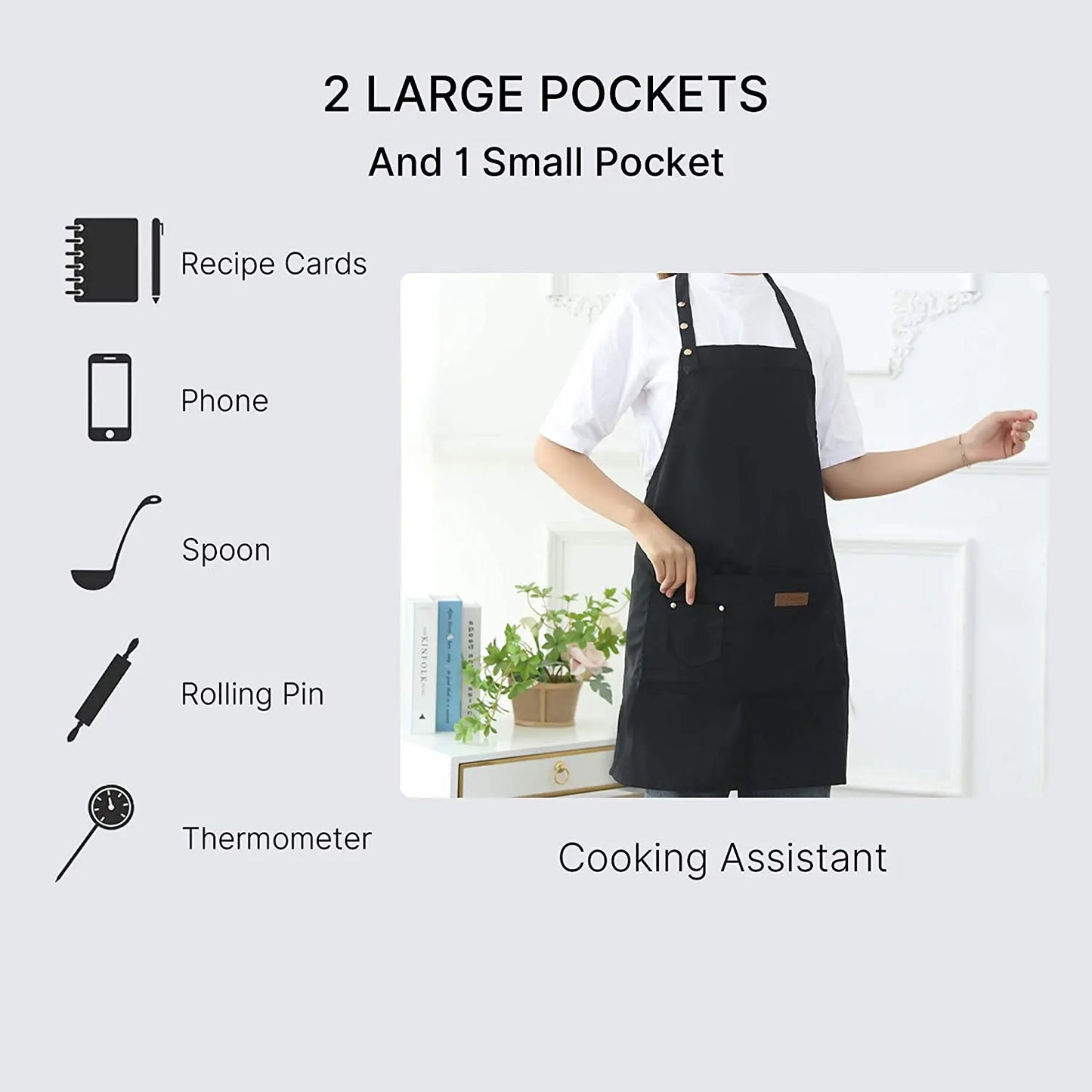 Kitchen Cooking Apron Female Male Pocket Adjustable Waterproof Thickened Apron Baking Bar Restaurant Cafe Working Clothes